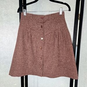 Vintage Red Tweed Mini Tattoo Of California Front Button Small Skirt Academia